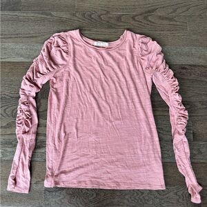 We The Free Dusty Pink Ruched Sleeve Top Size Large Long sleeve